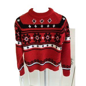 Vtg Sigallo Ski Sweater Cross Country Skier Soft Acrylic Knit Unisex MEDIUM RED